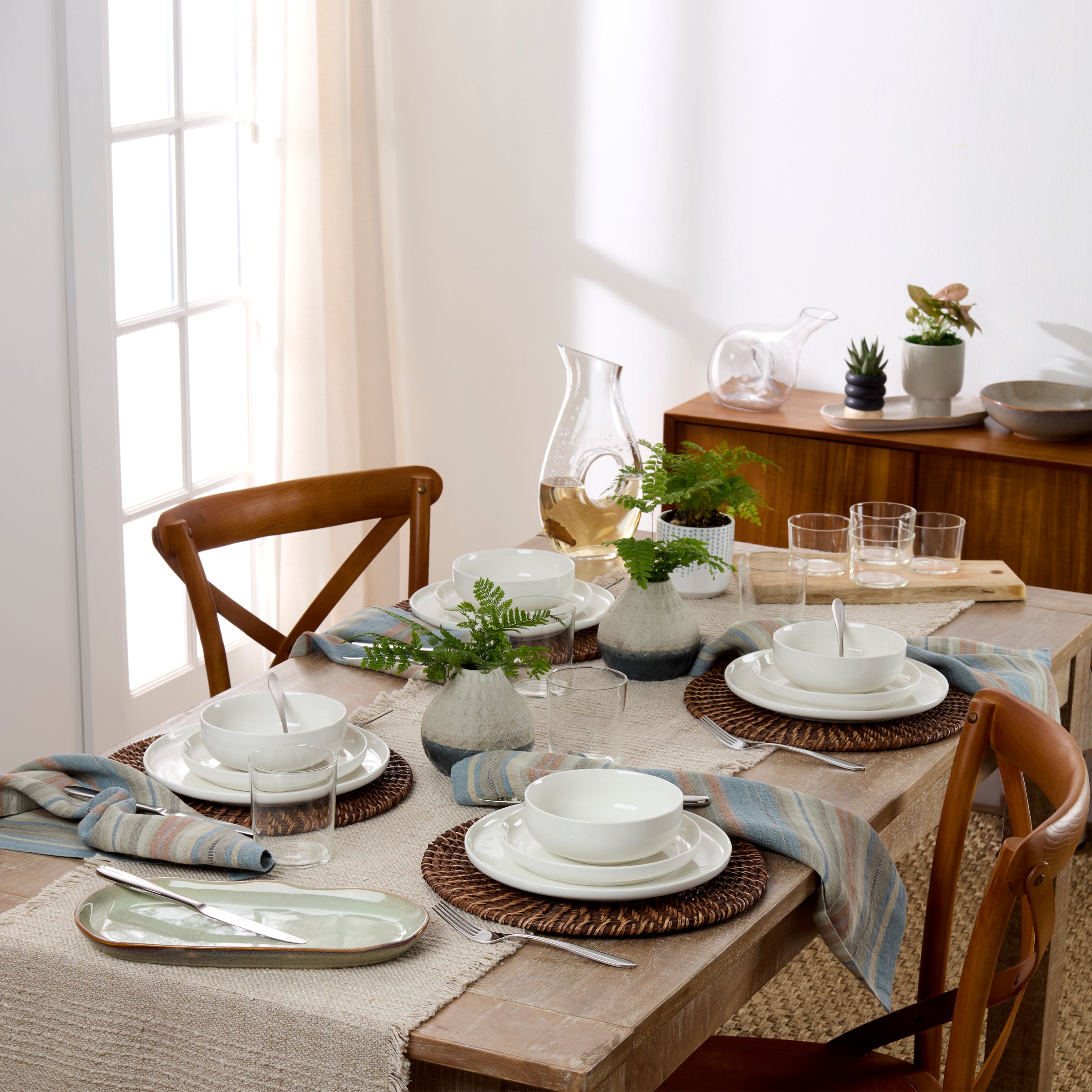 Classic White Porcelain Dinnerware Set, 18-Piece - Image 2