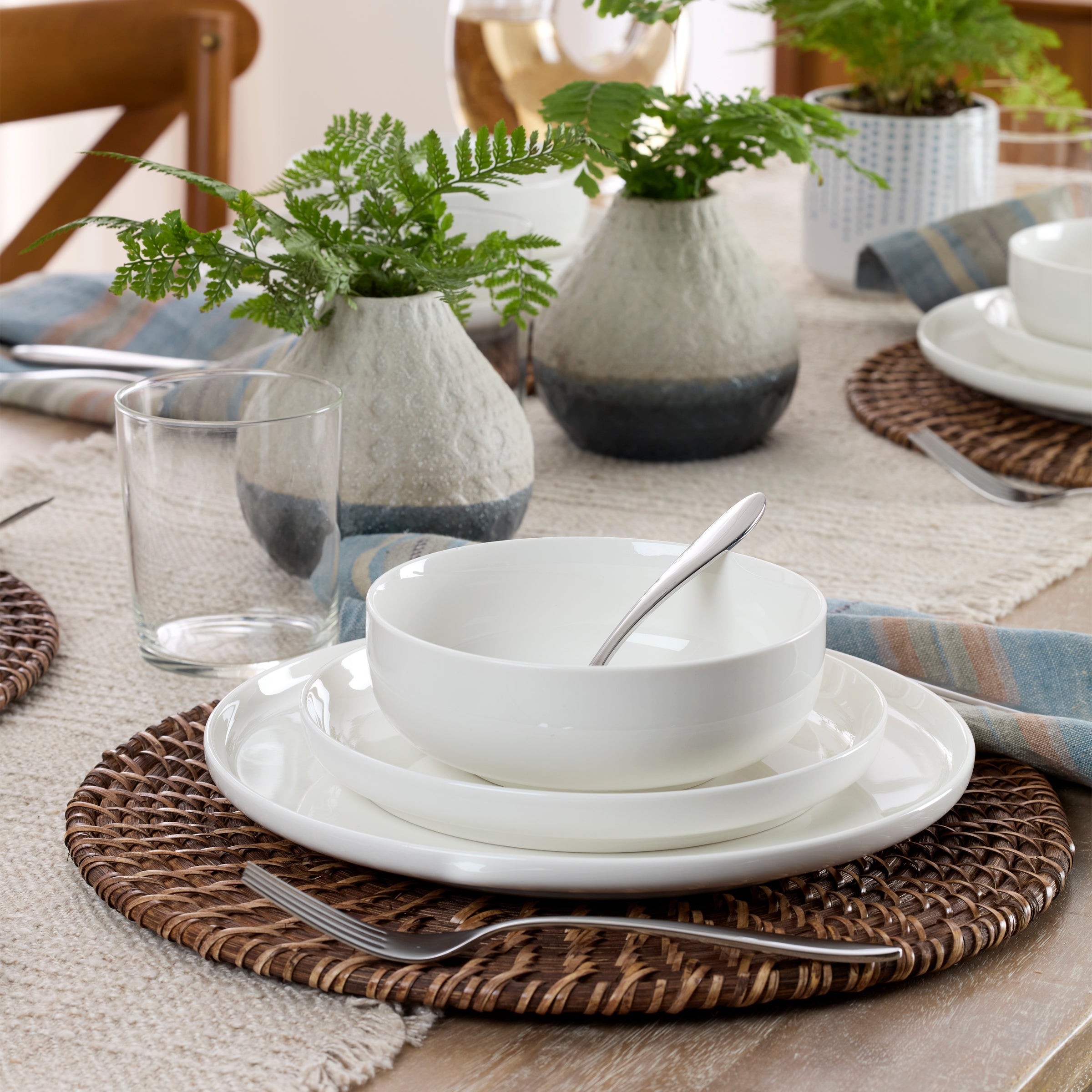 Classic White Porcelain Dinnerware Set, 18-Piece - Image 4