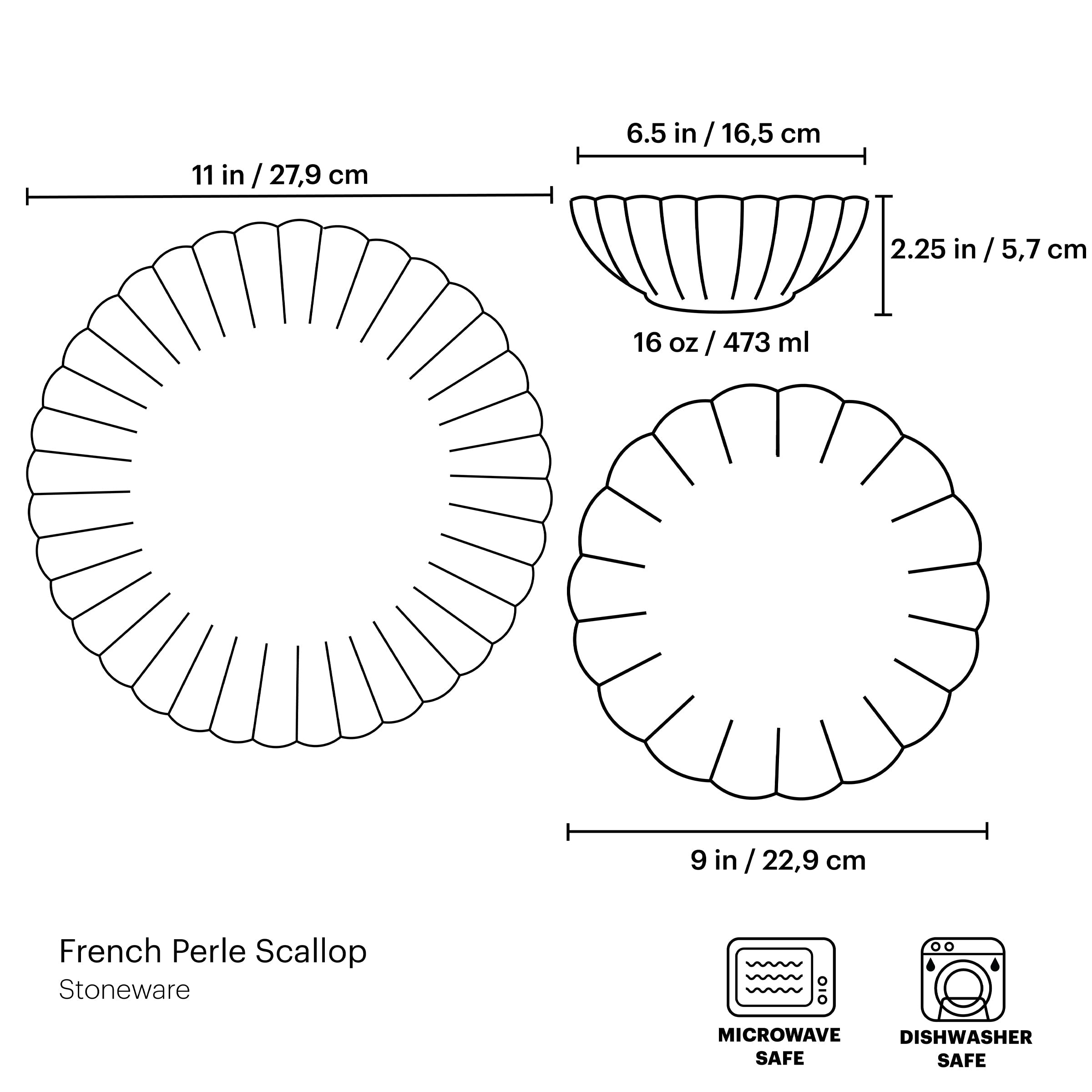 White Scalloped Stoneware Dinnerware Set, 12-Piece - Image 12